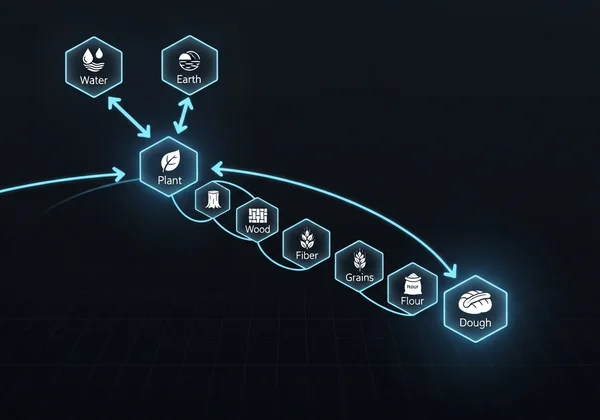 Flowchart of elements crafting Infinite Craft dough