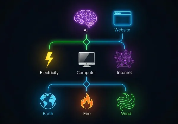 A conceptual tech tree flowchart illustrating progression